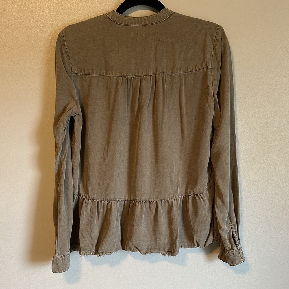 Army Green Peplum Button Down - Picture 3 of 7